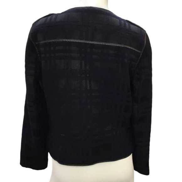 Escada Sport Wool Silk Blend Navy Black Textured Casual Full Zip Jacket Size 40 - Picture 6 of 12